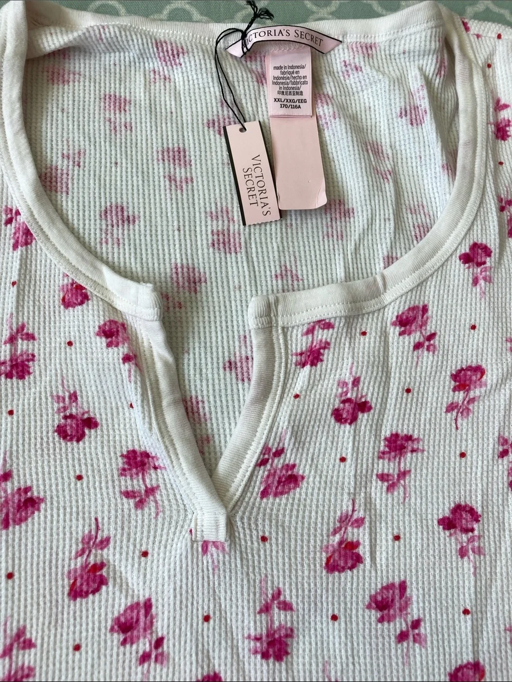 NWT Victoria’s Secret Pink Rose Thermal Split Neck Floral Sleepdress XXL